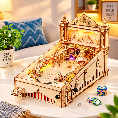 Wooden pinball machine - 3d,